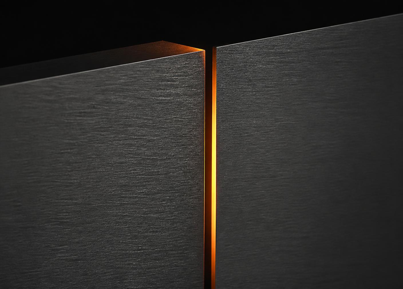 Two machined planes separated by an illuminated threshold